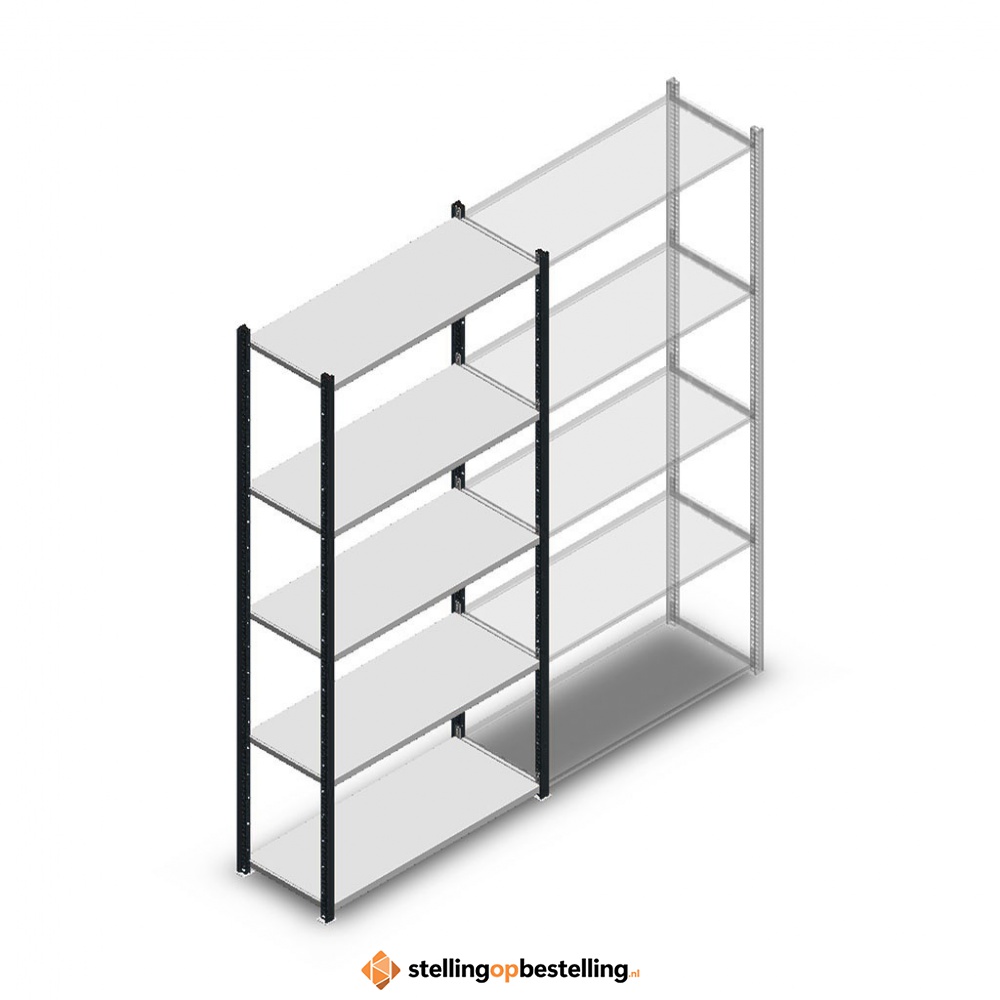 Legbordstelling Medium Duty 2200x1000x400, 5 niveaus metaal antraciet, 90 kg beginsectie