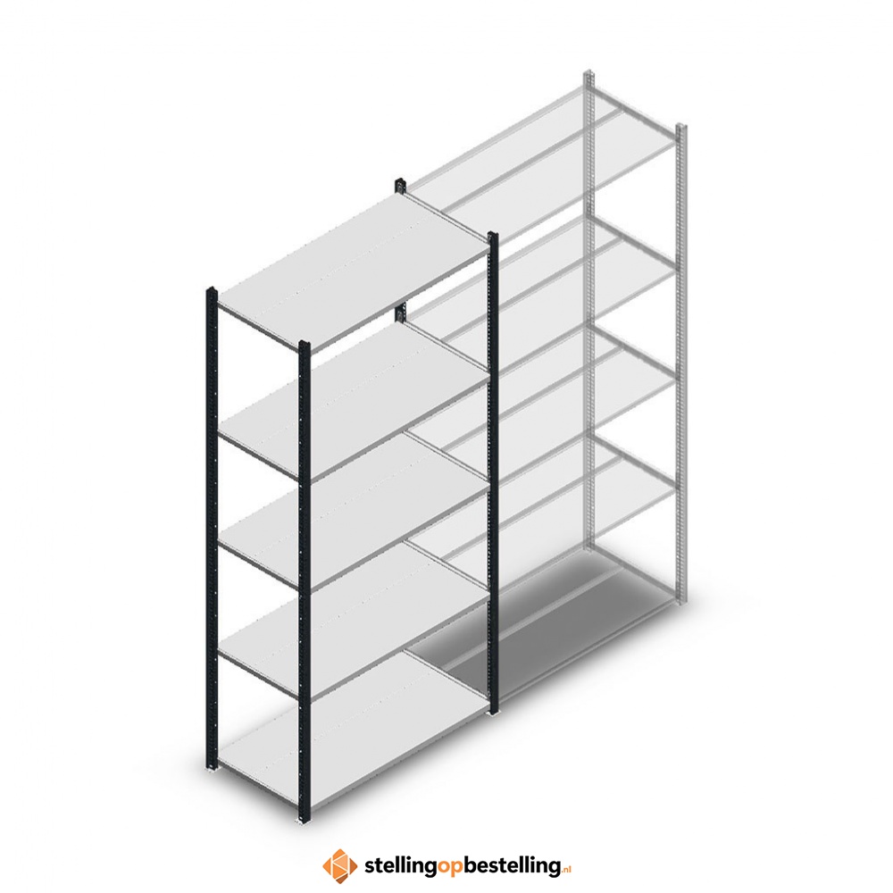 Legbordstelling Medium Duty 2200x1000x500, 5 niveaus metaal antraciet, 75 kg beginsectie 