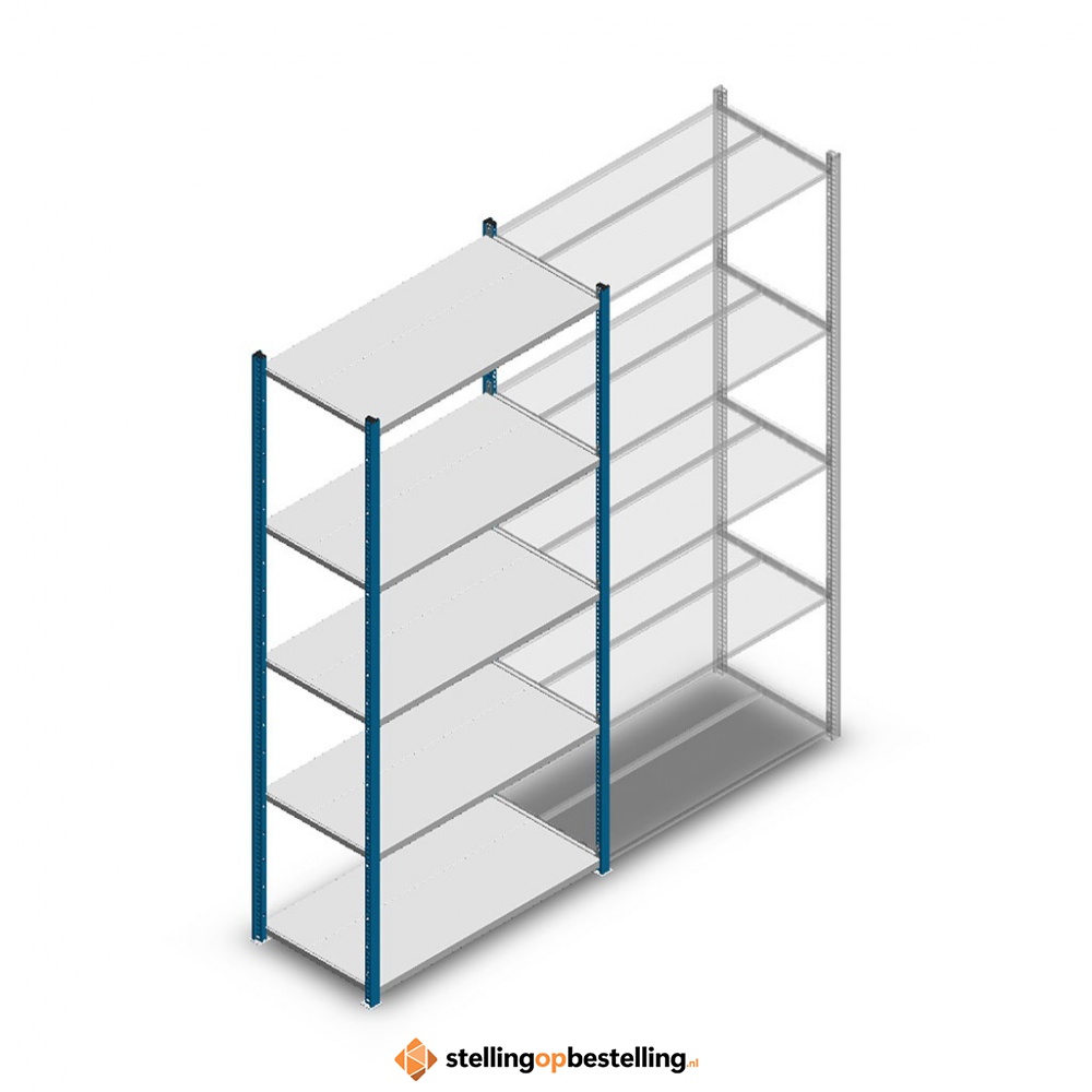Legbordstelling Medium Duty 2200x1000x500, 5 niveaus metaal blauw, 75 kg beginsectie 