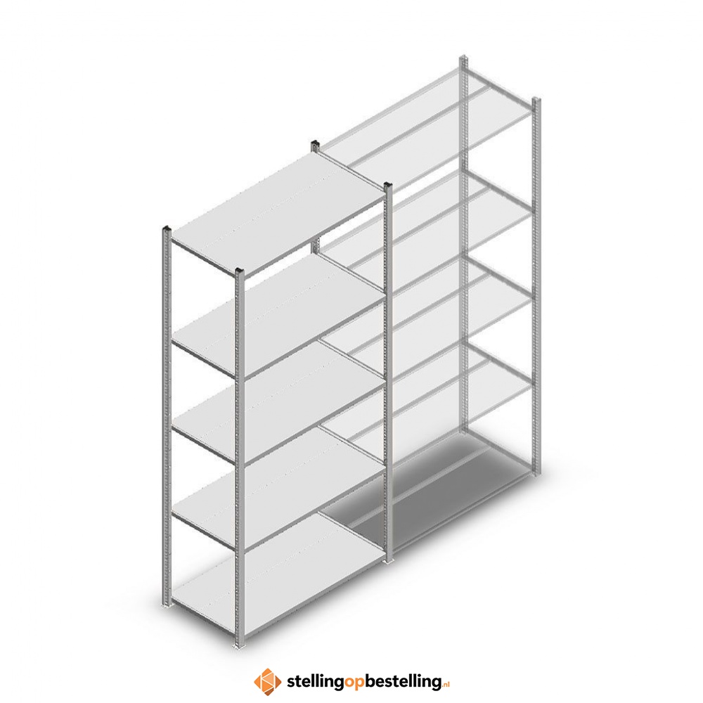 Legbordstelling Medium Duty 2200x1000x500, 5 niveaus metaal verzinkt, 75 kg beginsectie