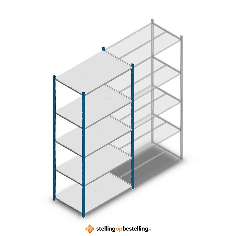 Legbordstelling Medium Duty 2200x1000x600, 5 niveaus metaal blauw, 180 kg beginsectie