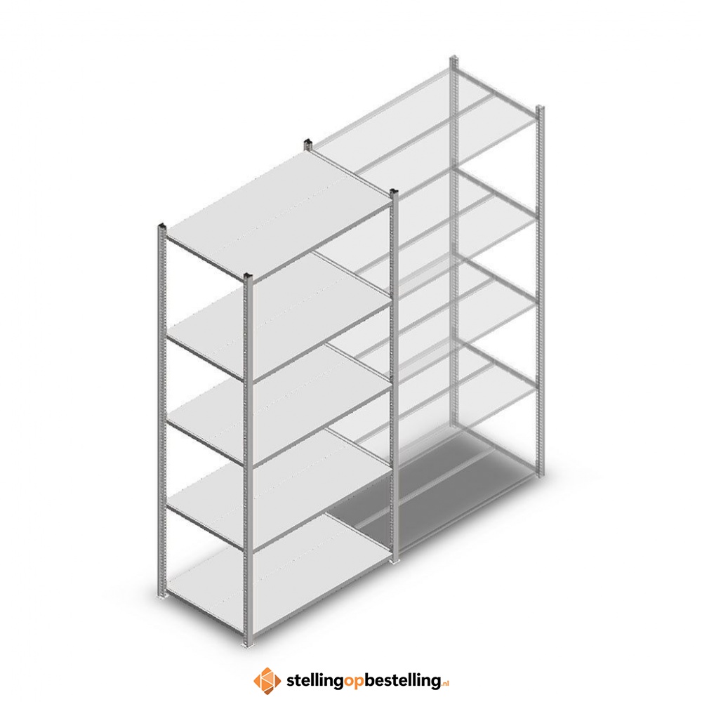 Legbordstelling Medium Duty 2200x1000x600, 5 niveaus metaal verzinkt, 180 kg beginsectie