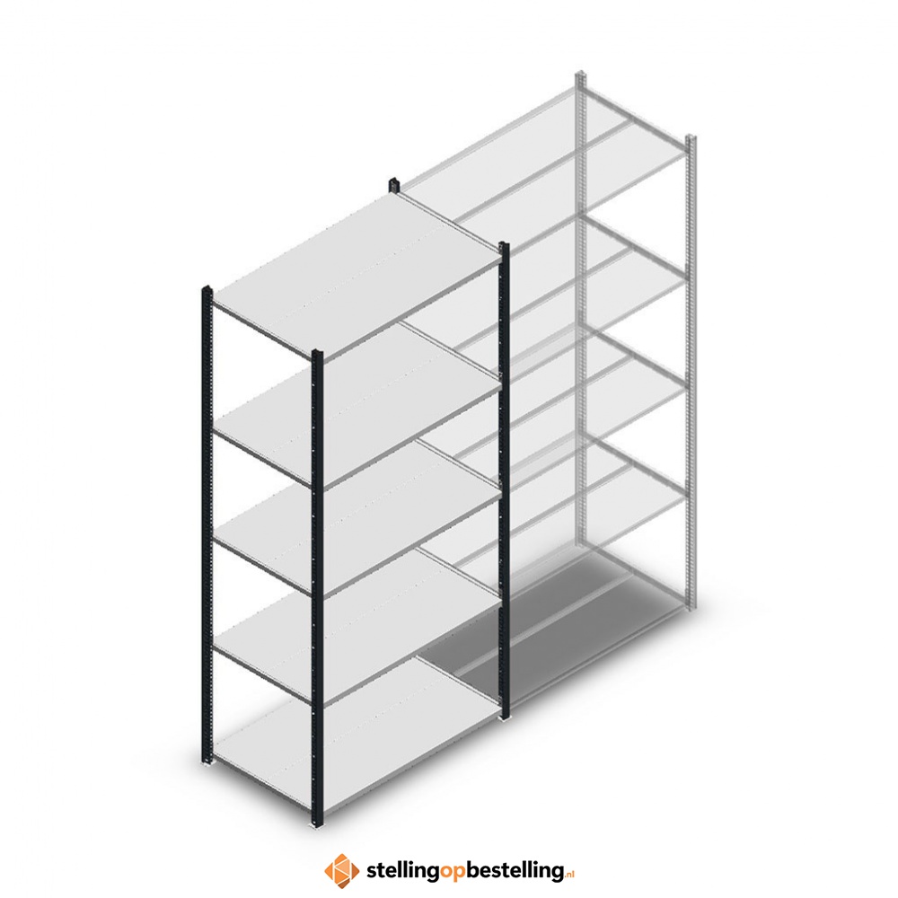 Legbordstelling Medium Duty 2200x1000x600, 5 niveaus metaal verzinkt, 180 kg beginsectie 