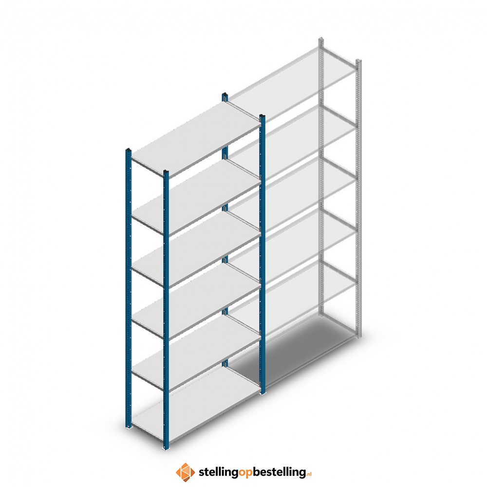 Legbordstelling Medium Duty 2500x1000x400, 6 niveaus metaal blauw, 90 kg beginsectie 
