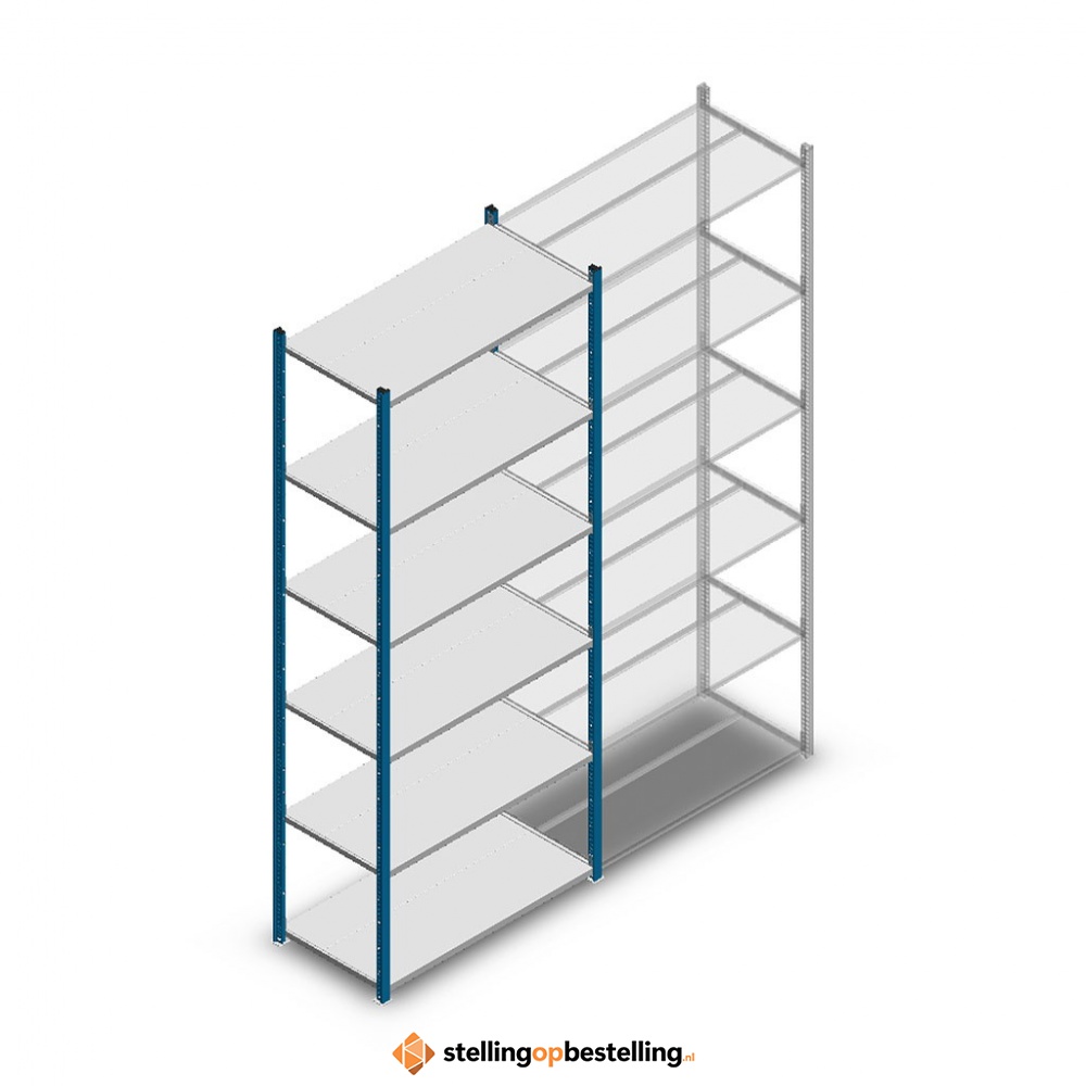 Legbordstelling Medium Duty 2500x1000x500, 6 niveaus metaal blauw, 75 kg beginsectie 