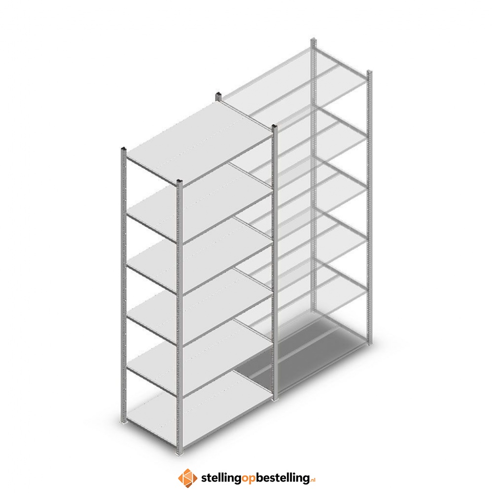 Legbordstelling Medium Duty 2500x1000x600, 6 niveaus metaal verzinkt, 180 kg beginsectie