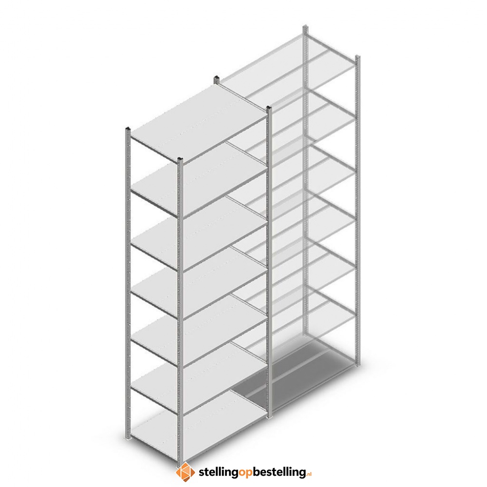 Legbordstelling Medium Duty 3000x1000x600, 7 niveaus metaal verzinkt, 180 kg beginsectie