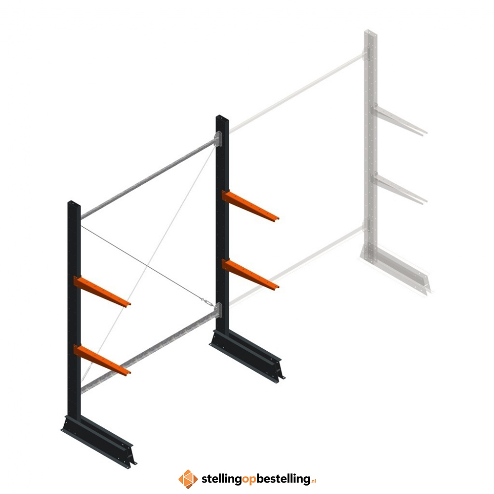 Lichte draagarmstelling enkelzijdig 2000x1500x500 2 niveaus beginsectie