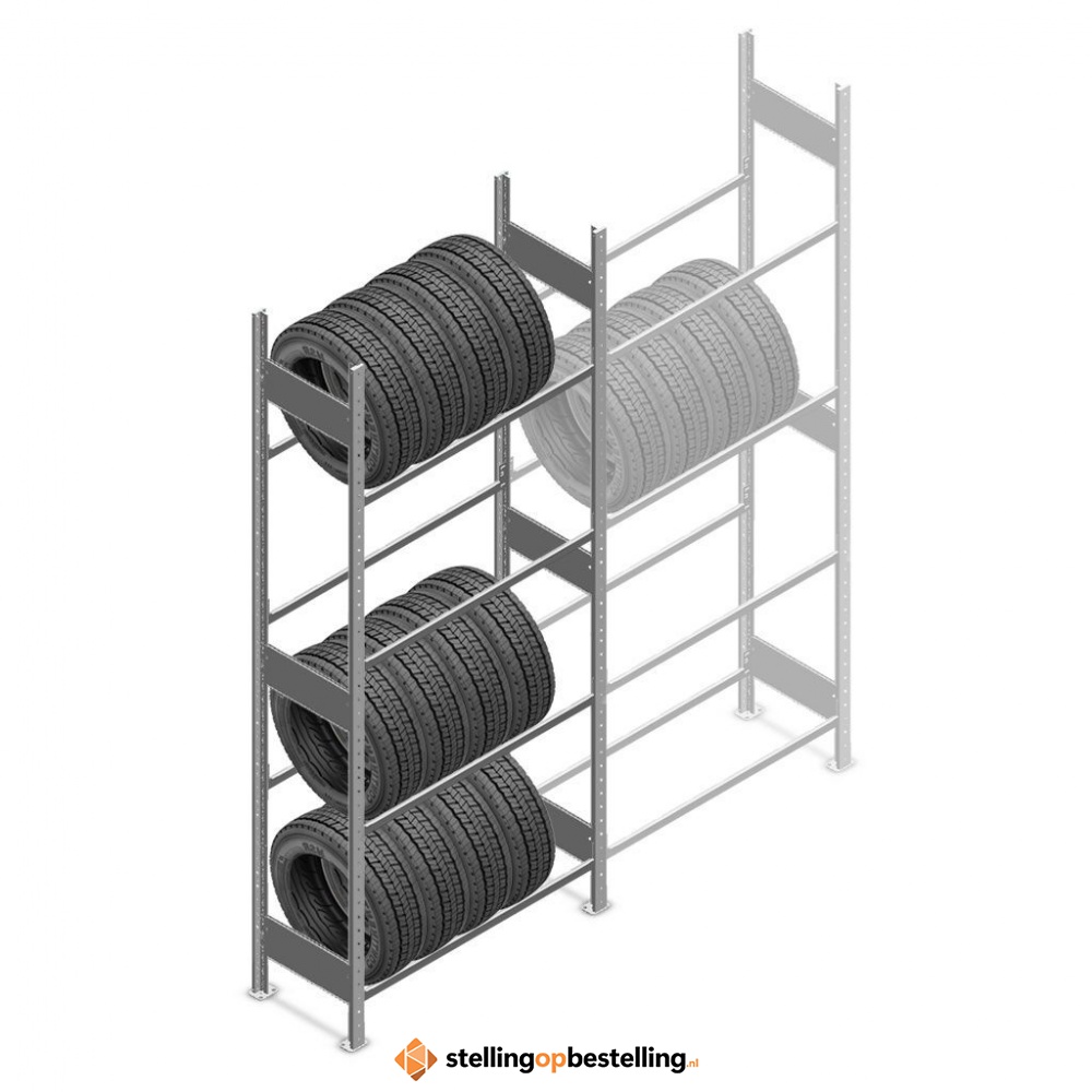 Bandenstelling Heavy Duty 2500x1000x400 4 niveaus beginsectie