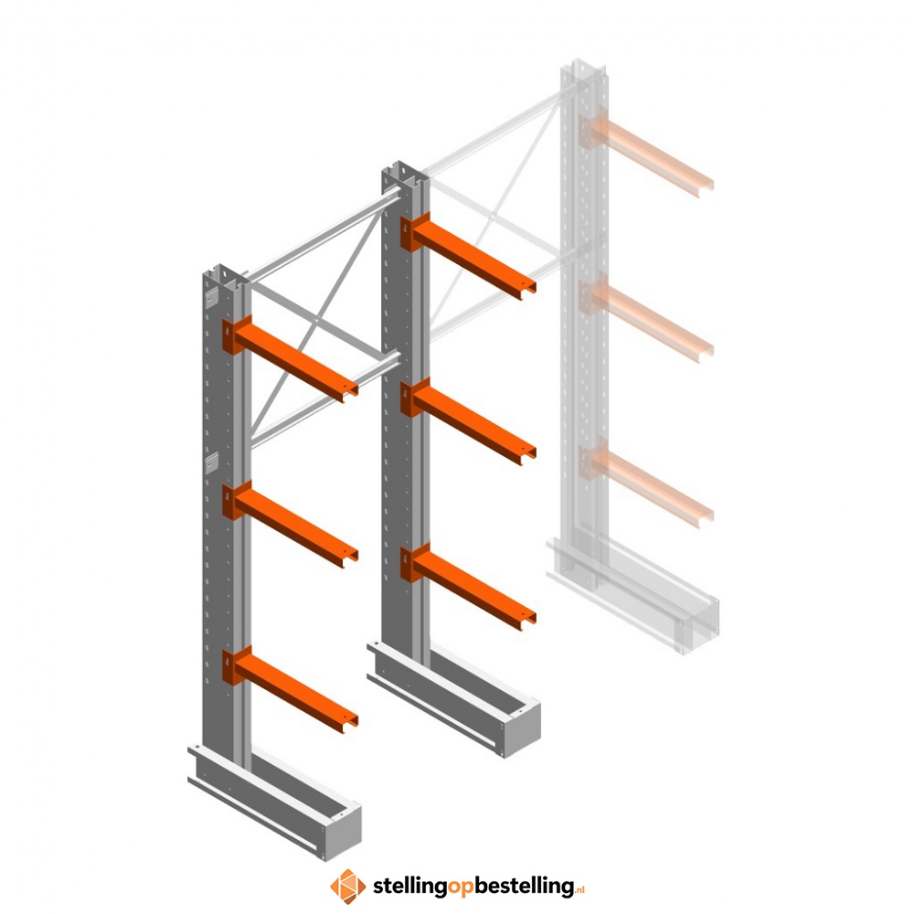 Medium draagarmstelling IT enkelzijdig 2455x1000x600 3 niveaus beginsectie
