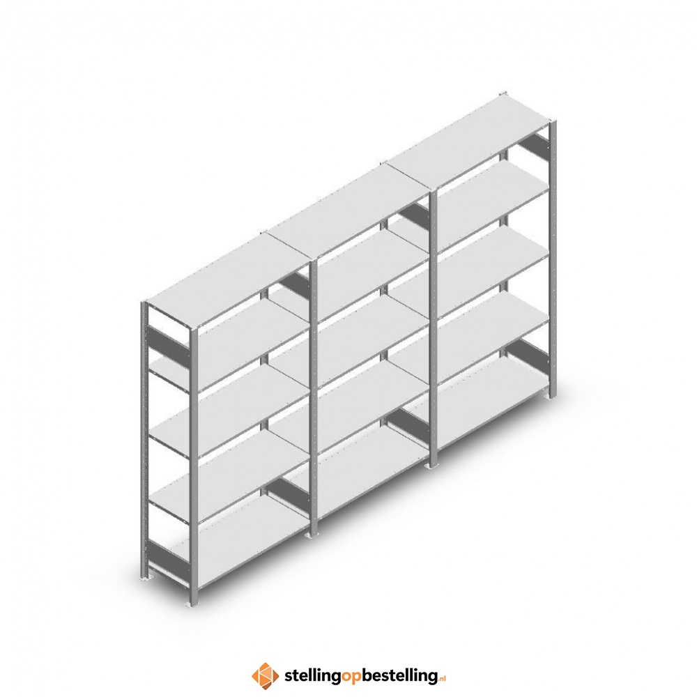 Voordeelrij Legbordstelling Heavy Duty 2000x3000x400, 5 niveaus metaal verzinkt 150 kg