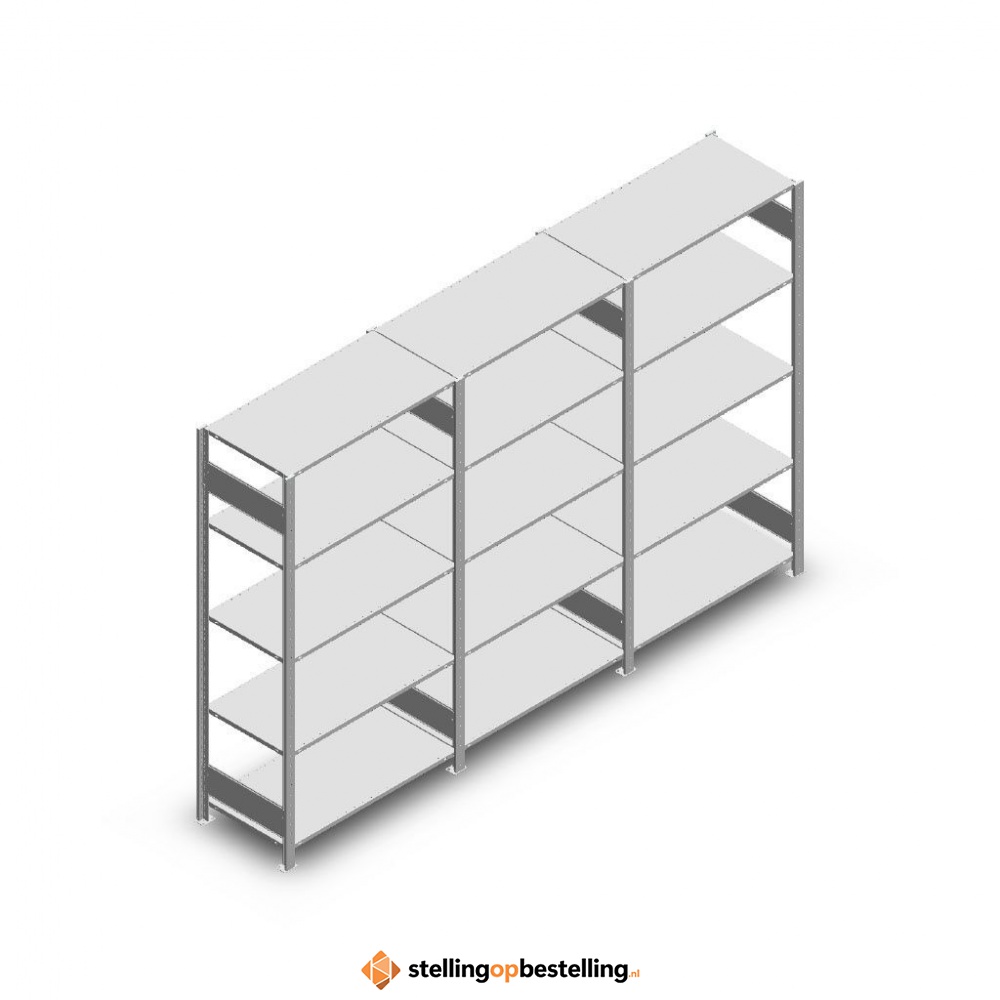 Voordeelrij Legbordstelling Heavy Duty 2000x3000x500, 5 niveaus metaal verzinkt 250 kg