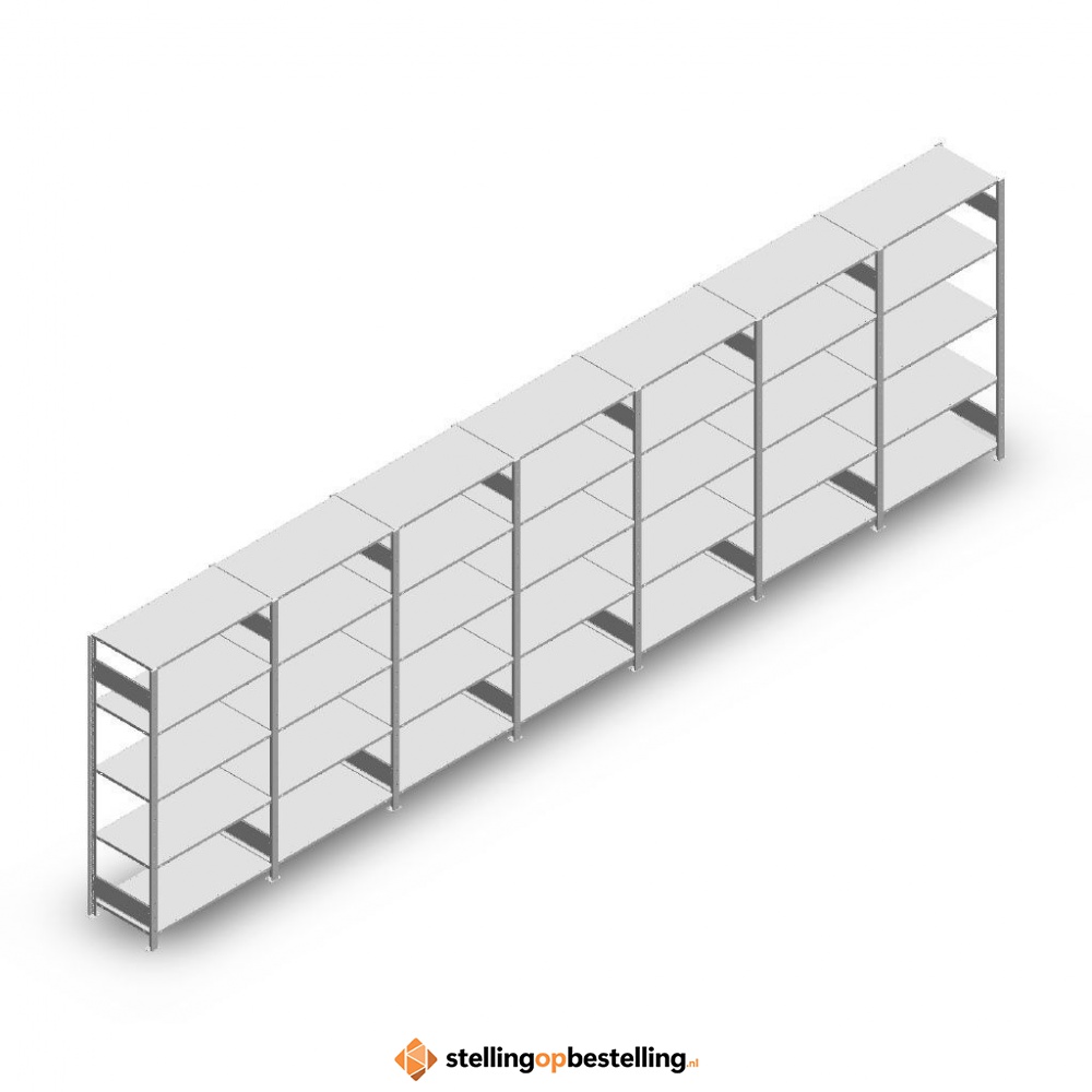 Voordeelrij Legbordstelling Heavy Duty 2000x7000x500, 5 niveaus metaal verzinkt 250 kg