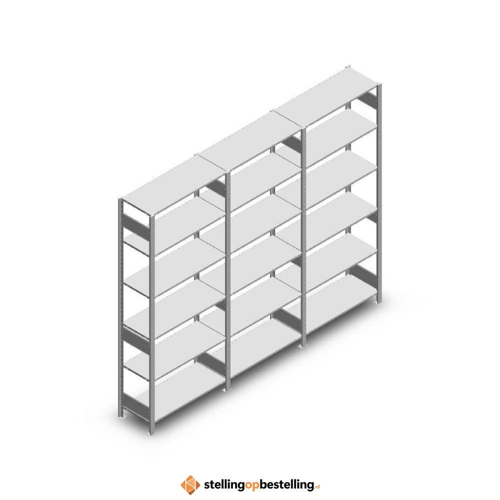 Voordeelrij Legbordstelling Heavy Duty 2500x3000x400, 6 niveaus metaal verzinkt 250 kg