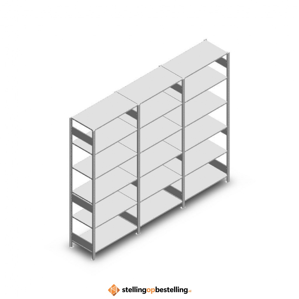 Voordeelrij Legbordstelling Heavy Duty 2500x3000x500, 6 niveaus metaal verzinkt 250 kg