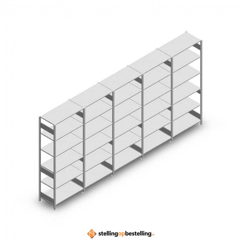 Voordeelrij Legbordstelling Heavy Duty 2500x5000x500, 6 niveaus metaal verzinkt 250 kg
