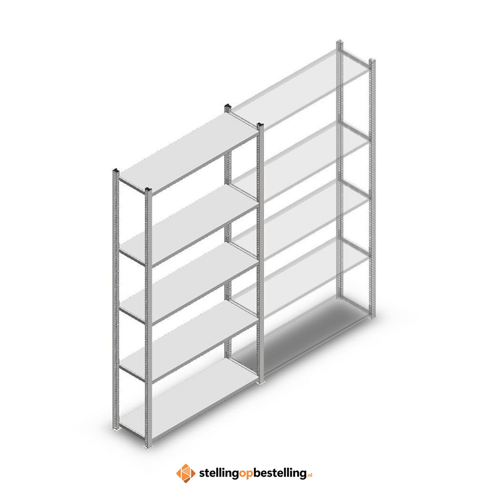 Legbordstelling Medium Duty 2000x1000x300, 5 niveaus metaal verzinkt, 90 kg beginsectie