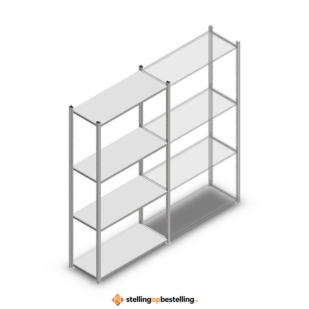 Legbordstelling Medium Duty 2000x1000x400, 4 niveaus metaal verzinkt, 90 kg beginsectie