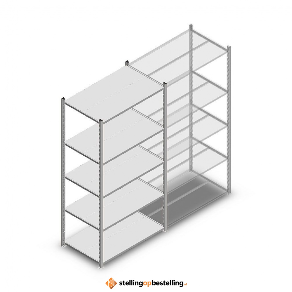 Legbordstelling Medium Duty 2000x1000x600, 5 niveaus metaal verzinkt, 180 kg beginsectie