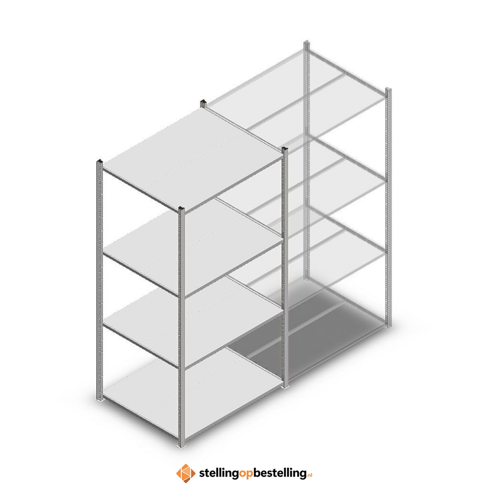 Legbordstelling Medium Duty 2000x1000x800, 4 niveaus metaal verzinkt, 180 kg beginsectie