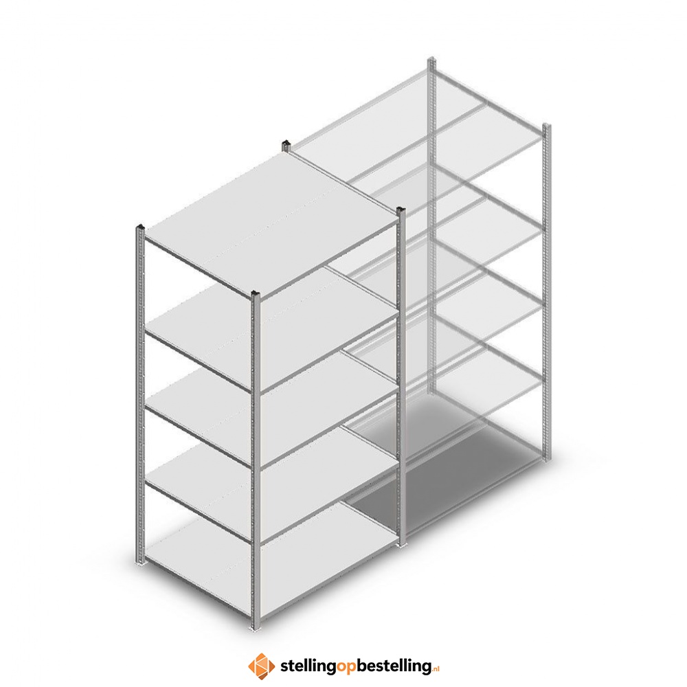 Legbordstelling Medium Duty 2000x1000x800, 5 niveaus metaal verzinkt, 180 kg beginsectie