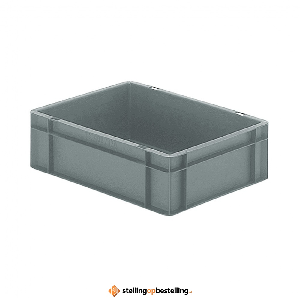 Transportkrat Euronorm plastic bak, krat TK0 400x300x120 grijs