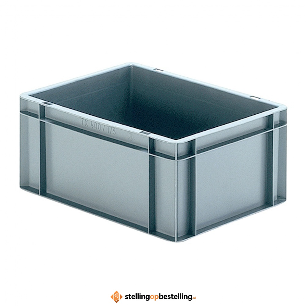 Transportkrat Euronorm plastic bak, krat TK0 400x300x175 grijs