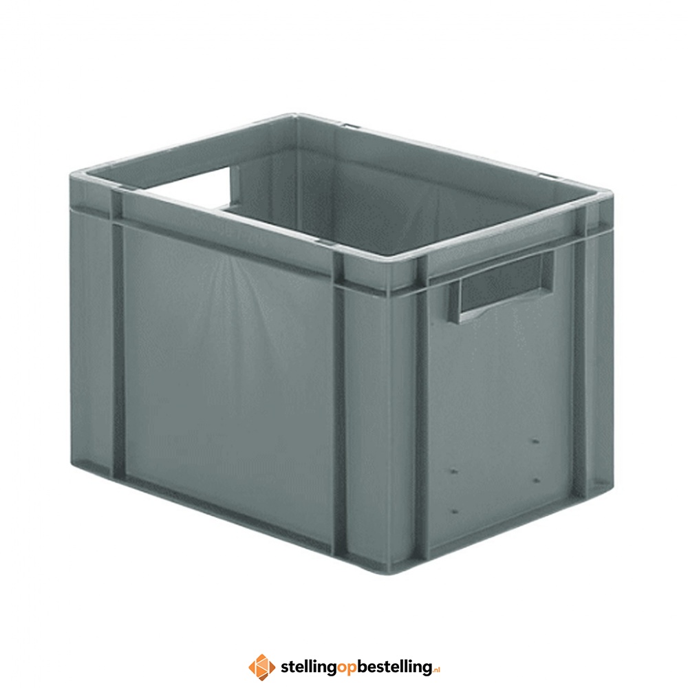 Transportkrat Euronorm plastic bak, krat TK0 400x300x270 grijs