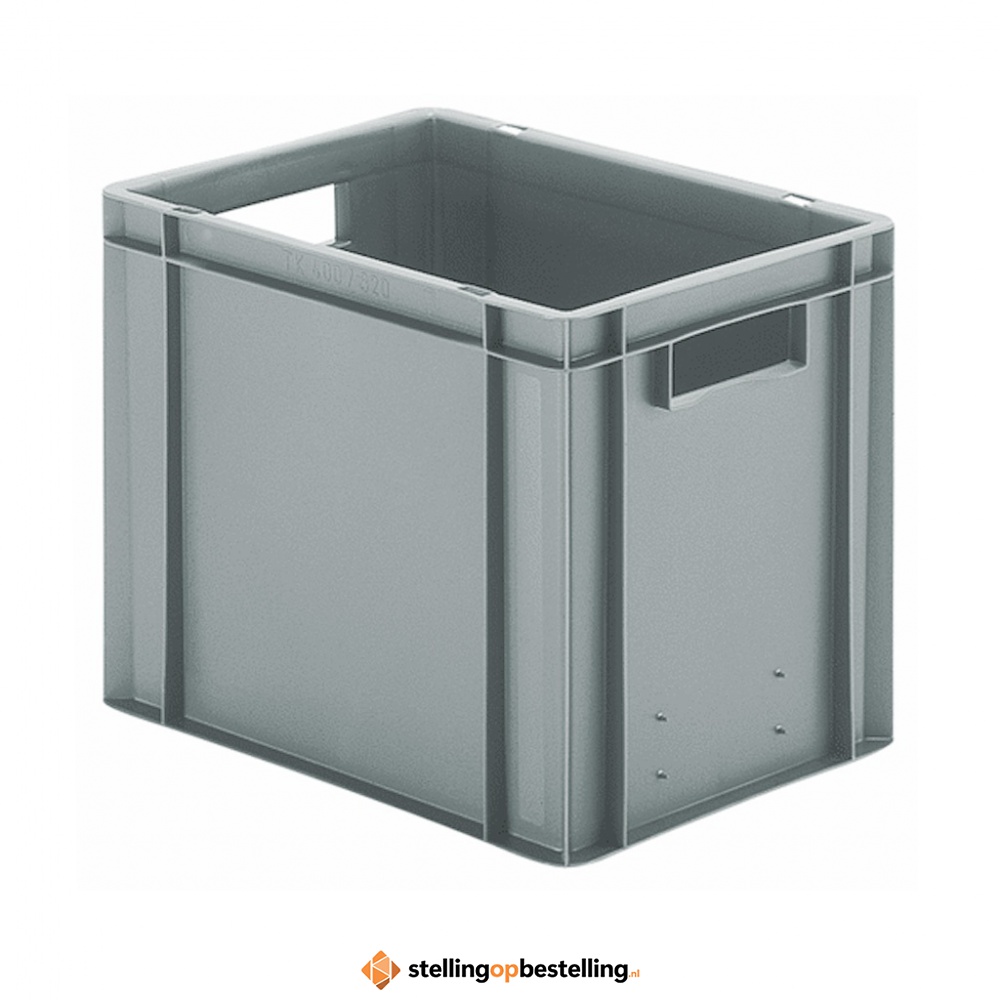 Transportkrat Euronorm plastic bak, krat TK0 400x300x320 grijs