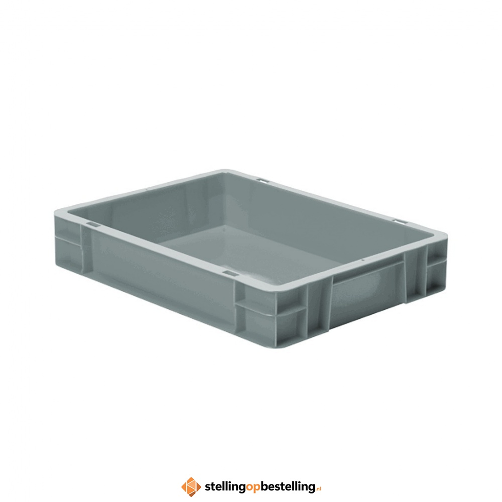 Transportkrat Euronorm plastic bak, krat TK0 400x300x75 grijs