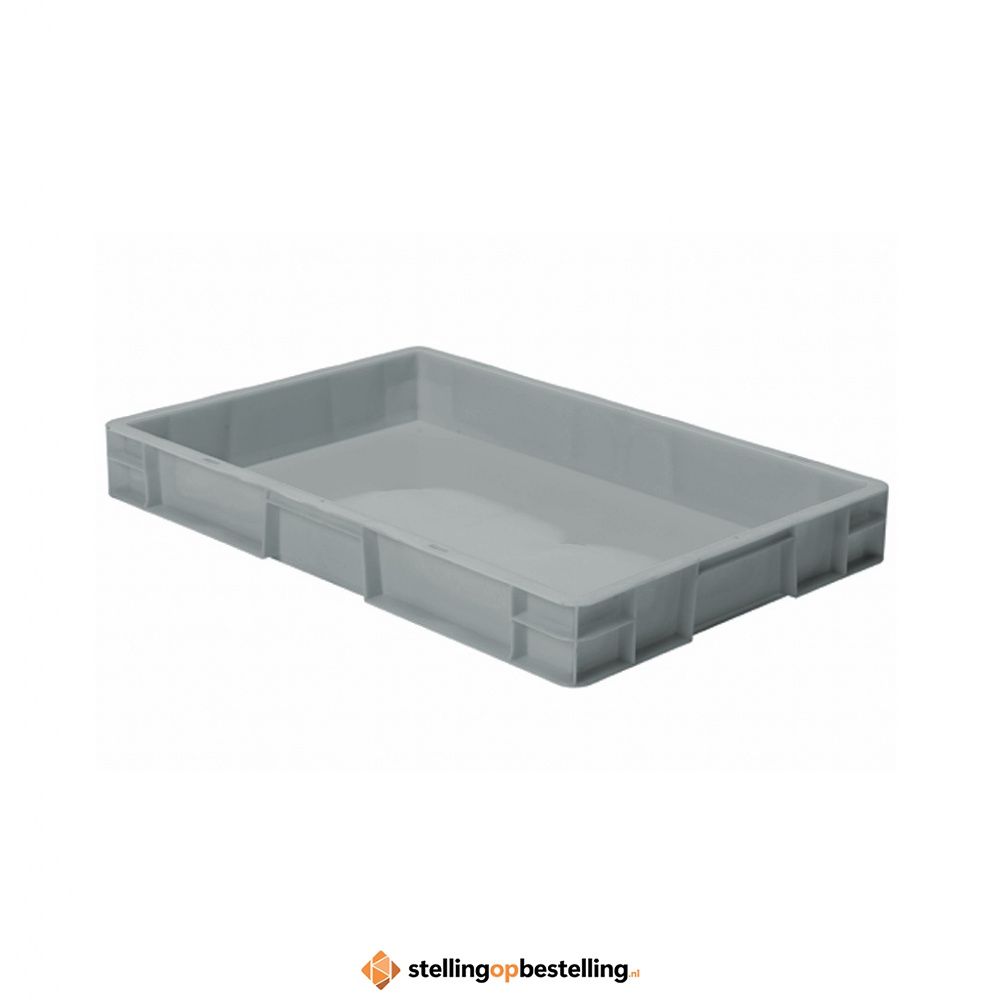 Transportkrat Euronorm plastic bak, krat TK0 600x400x75 grijs