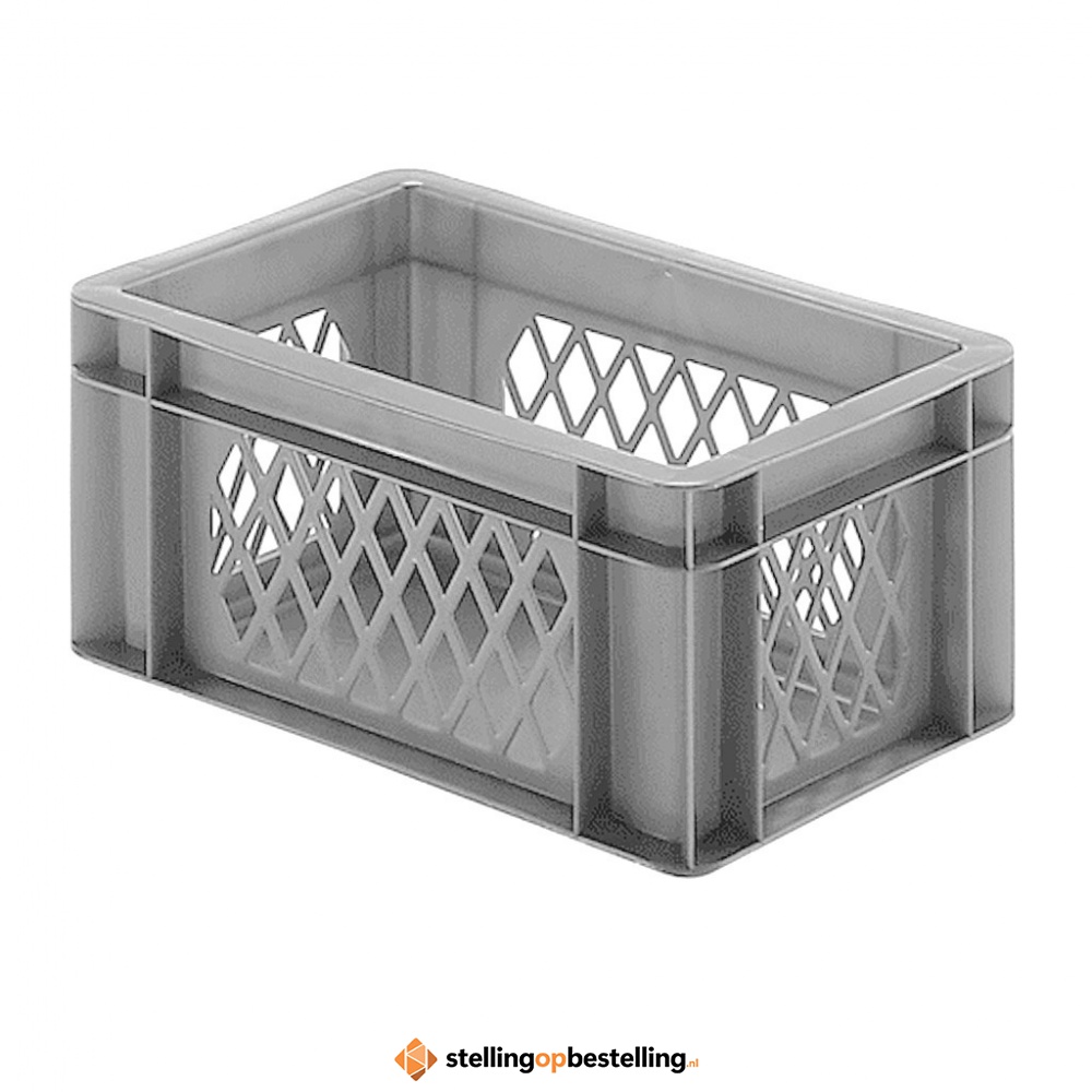 Transportkrat Euronorm plastic bak, krat TK1 300x200x145 grijs