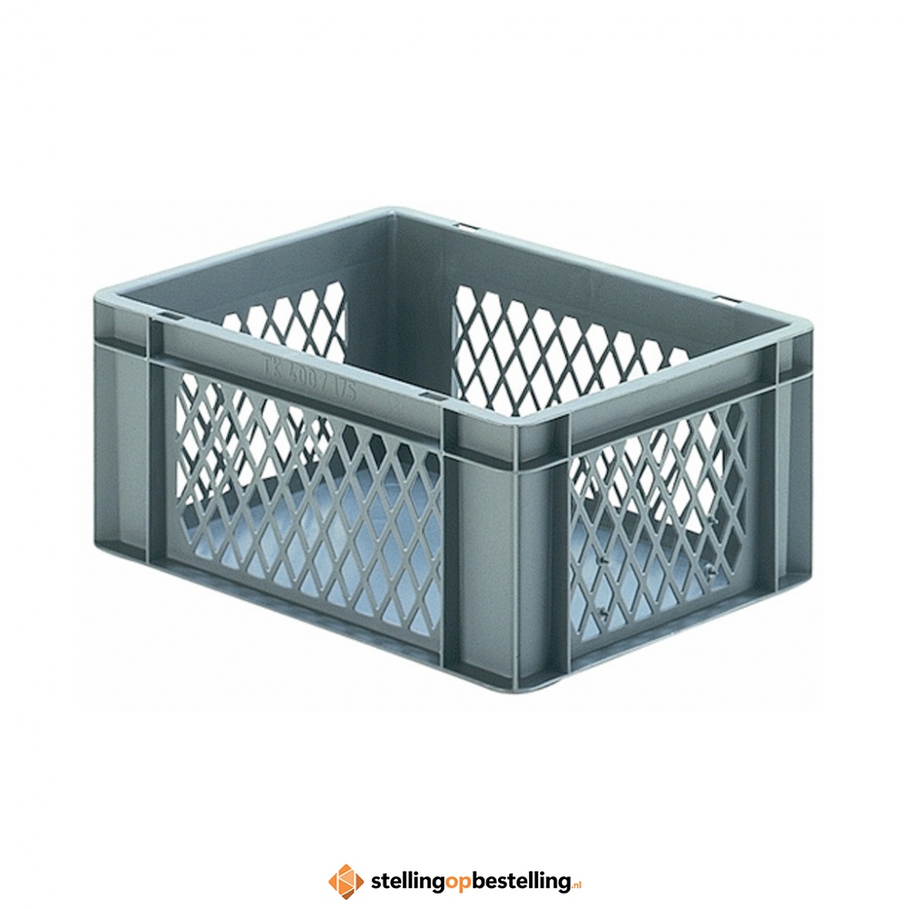 Transportkrat Euronorm plastic bak, krat TK1 400x300x175 grijs
