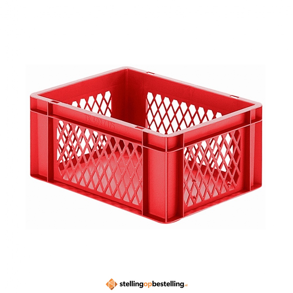 Transportkrat Euronorm plastic bak, krat TK1 400x300x175 rood