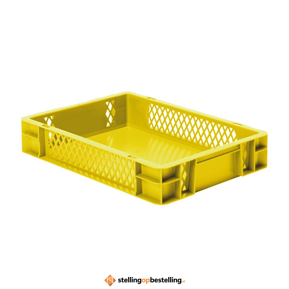 Transportkrat Euronorm plastic bak, krat TK1 400x300x75 geel