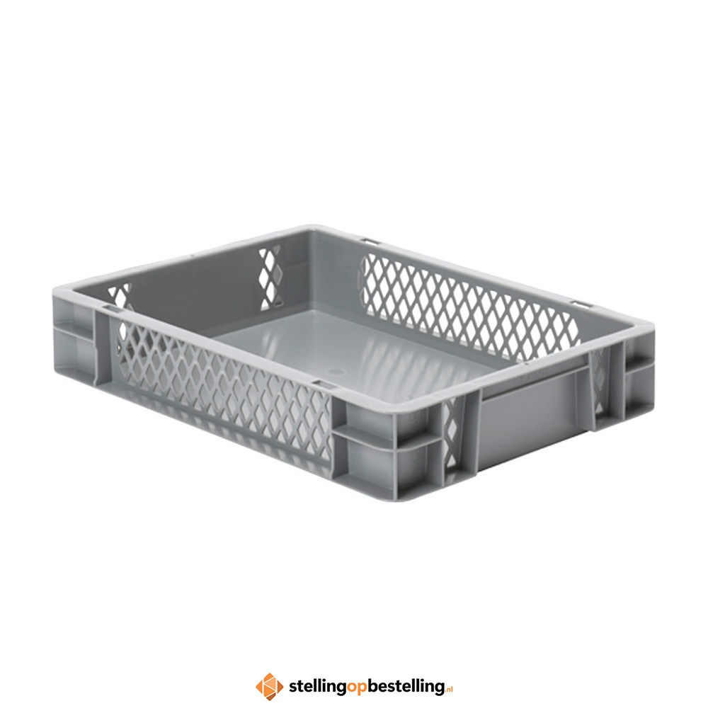 Transportkrat Euronorm plastic bak, krat TK1 400x300x75 grijs