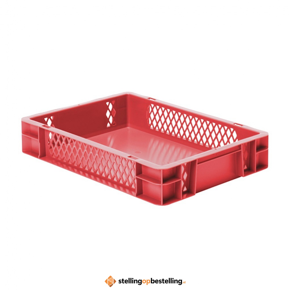 Transportkrat Euronorm plastic bak, krat TK1 400x300x75 rood