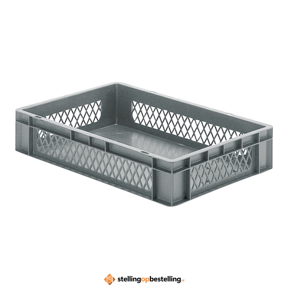 Transportkrat Euronorm plastic bak, krat TK1 600x400x120 grijs