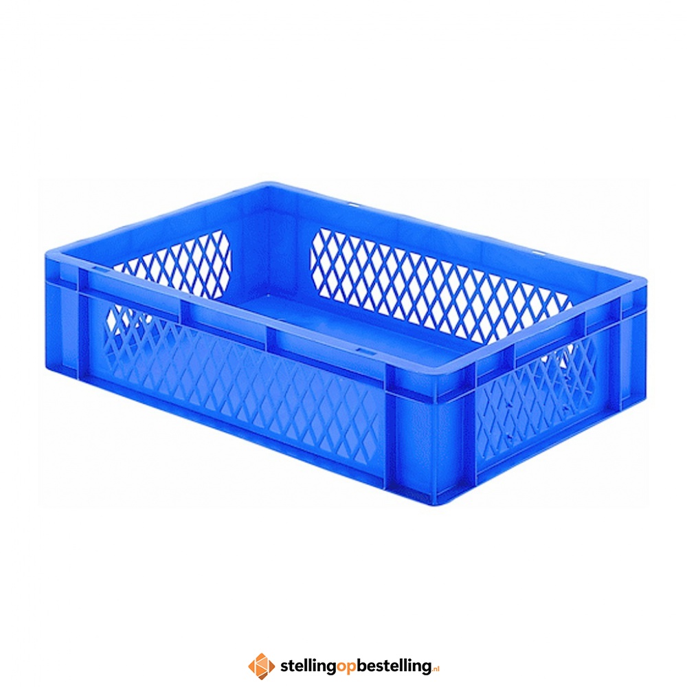 Transportkrat Euronorm plastic bak, krat TK1 600x400x145 blauw