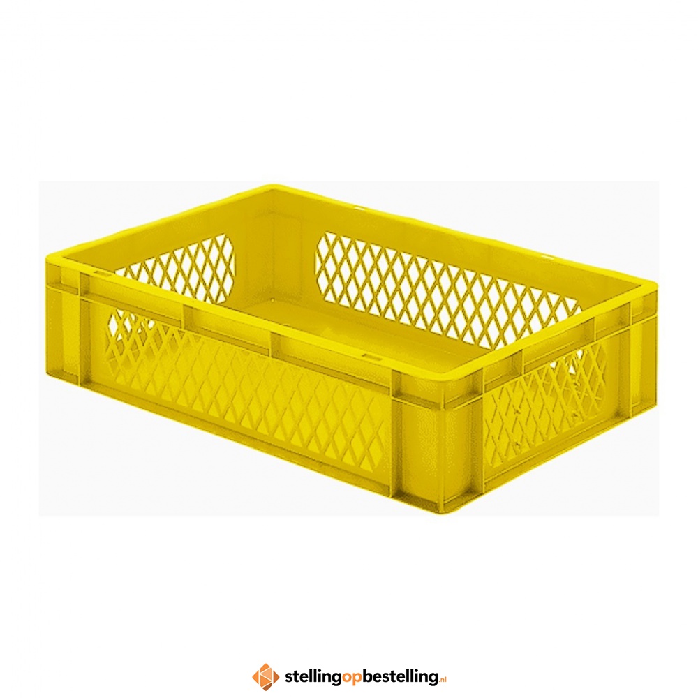 Transportkrat Euronorm plastic bak, krat TK1 600x400x145 geel