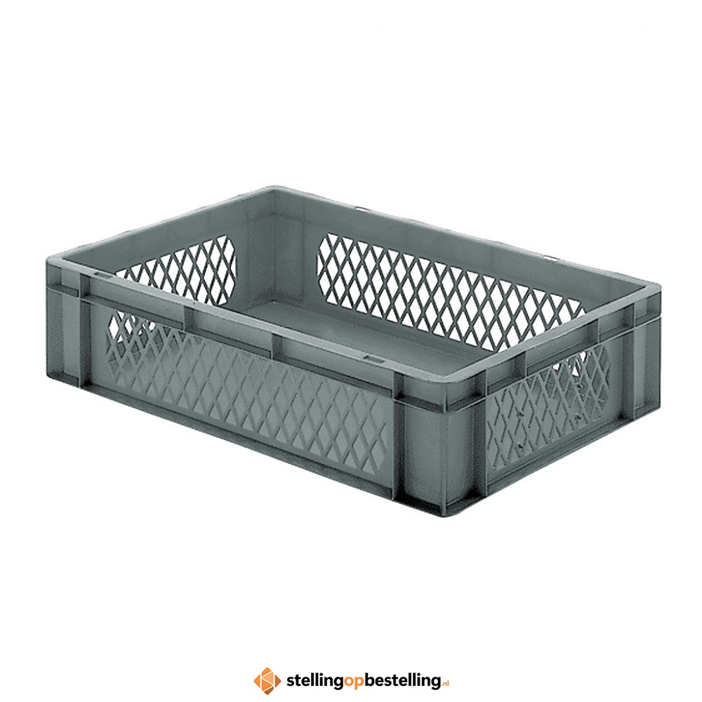 Transportkrat Euronorm plastic bak, krat TK1 600x400x145 grijs