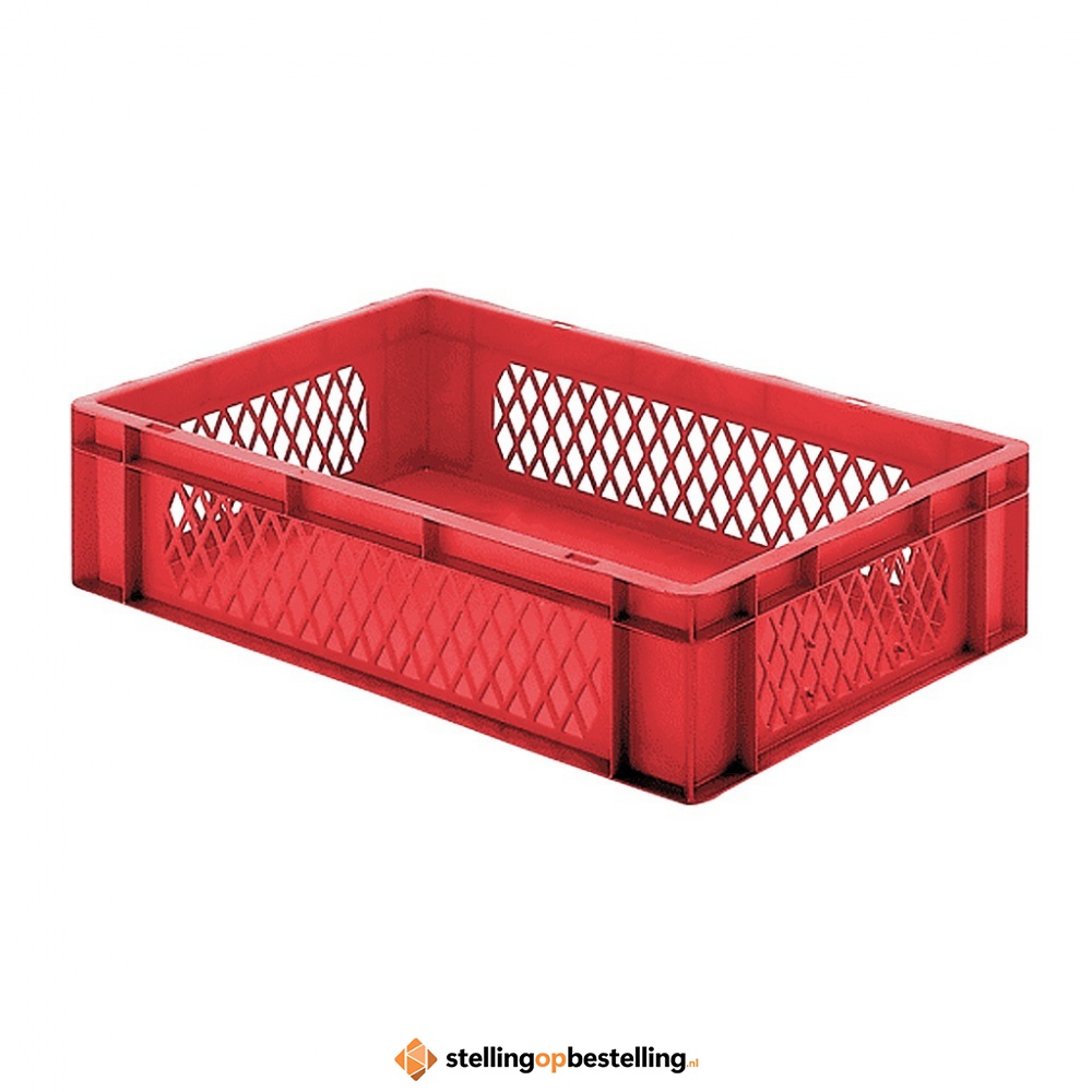 Transportkrat Euronorm plastic bak, krat TK1 600x400x145 rood