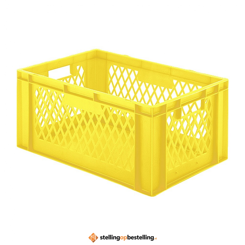 Transportkrat Euronorm plastic bak, krat TK1 600x400x270 geel