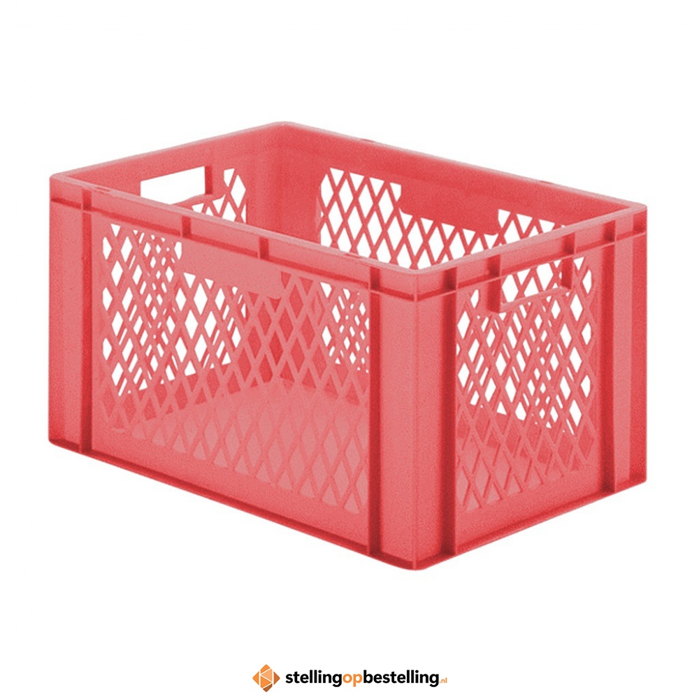Transportkrat Euronorm plastic bak, krat TK1 600x400x320 rood