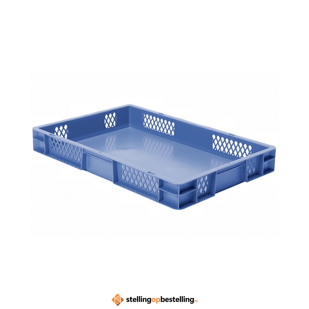 Transportkrat Euronorm plastic bak, krat TK1 600x400x75 blauw