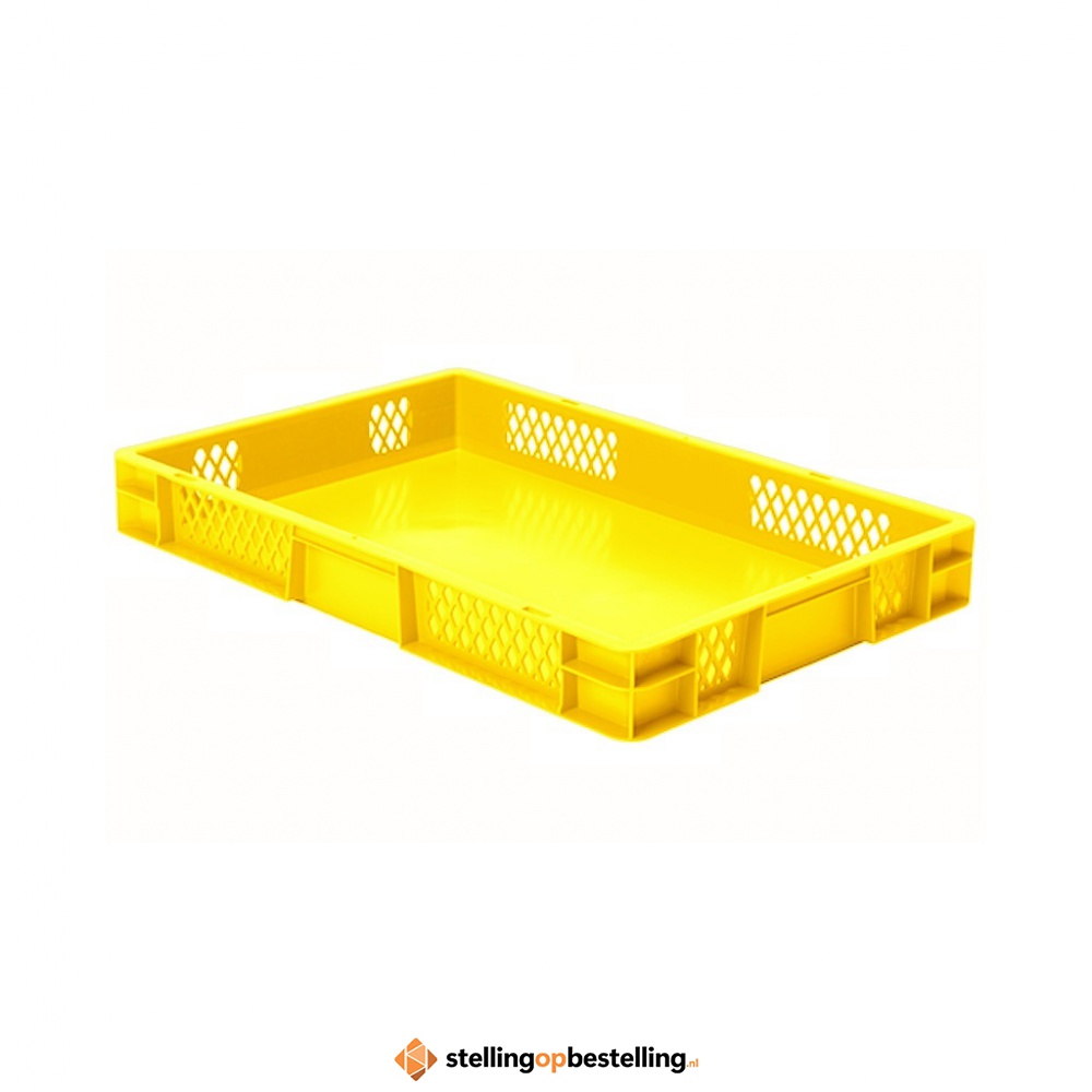 Transportkrat Euronorm plastic bak, krat TK1 600x400x75 geel
