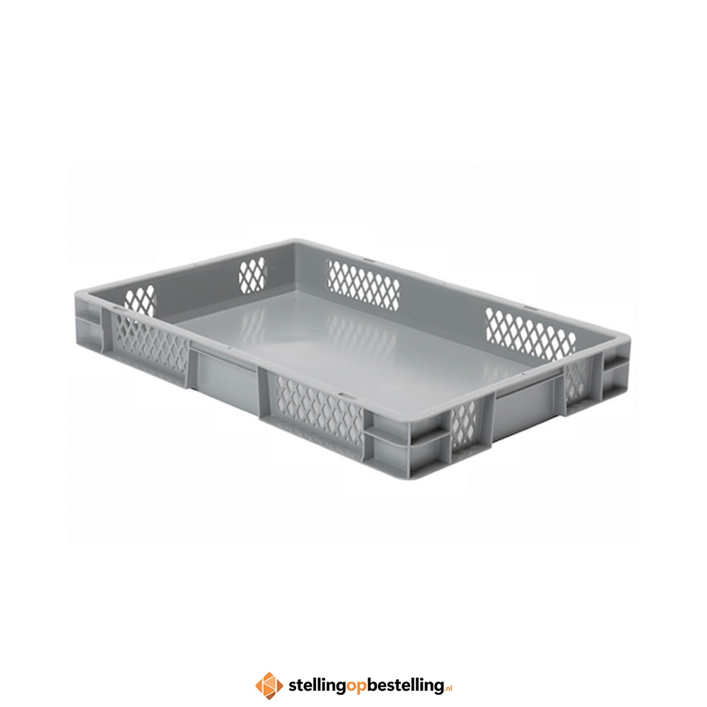 Transportkrat Euronorm plastic bak, krat TK1 600x400x75 grijs