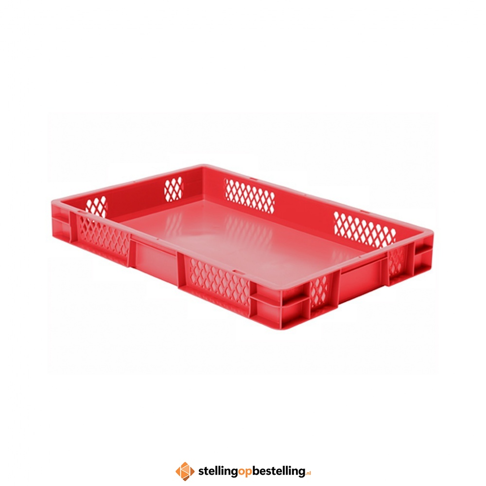 Transportkrat Euronorm plastic bak, krat TK1 600x400x75 rood