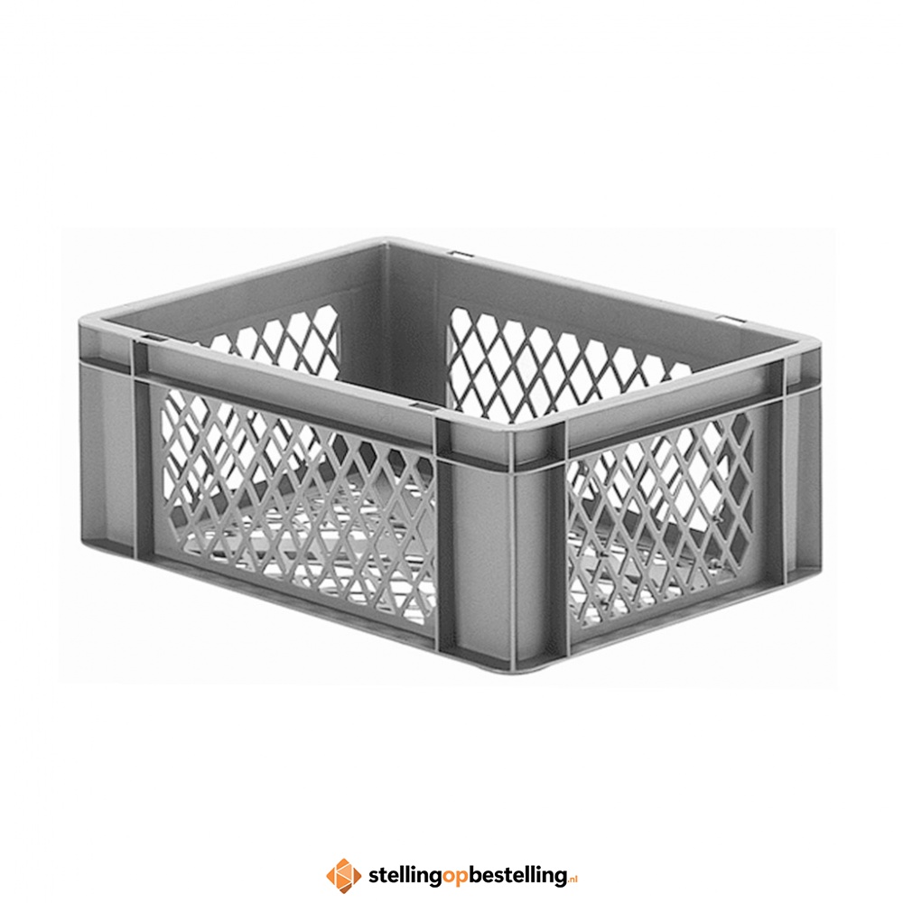 Transportkrat Euronorm plastic bak, krat TK2 400x300x145 grijs
