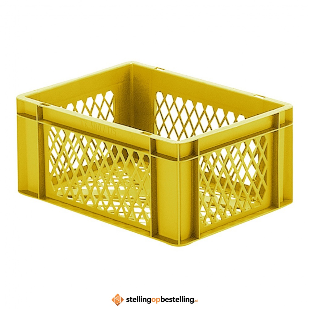 Transportkrat Euronorm plastic bak, krat TK2 400x300x175 geel